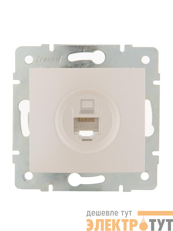 Розетка компьютерная 1-м СП Karina RJ45 механизм жемчуж./бел. перламутр. LEZARD 707-3088-139