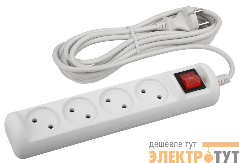 Удлинитель 4х3м без заземл. с выкл. 10А ПВС 2х1 U-4s-3m-2x1 ЭРА Б0044053