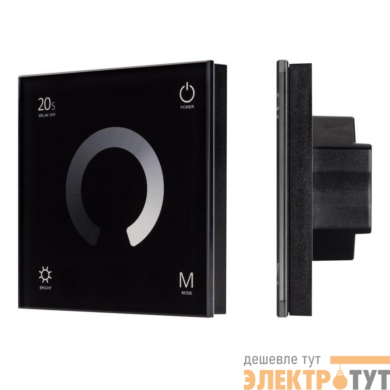 Панель сенсорная SMART-P4-DIM-G-IN 12-24В 4х3А 2.4G IP20 пластик черн. Arlight 034778