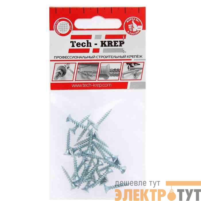Шуруп универсальный 3.5х20 с потайной головкой цинк. (пакет) (уп.26шт) Tech-Krep/Zitar 102417