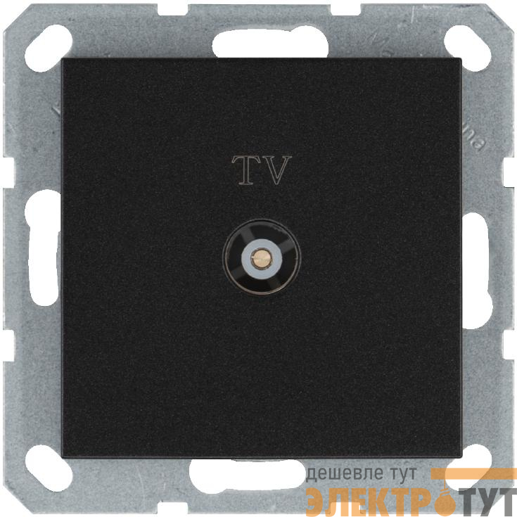 Розетка телевизионная проходная TV Ф9.5мм механизм антрацит Jasmart G6002B