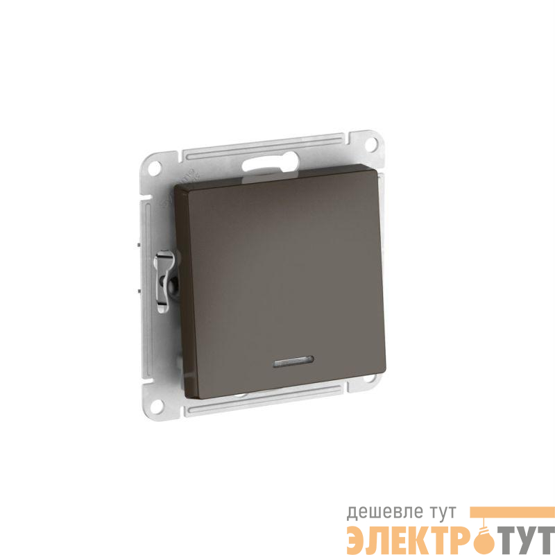 Переключатель 1-кл. AtlasDesign (сх. 6а) 10AX с подсветкой быстрозажим. клем. механизм мокко SE ATN000663S