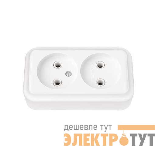 Розетка 2-м ОП 16А IP20 без заземл. бел. Bylectrica РА16-260