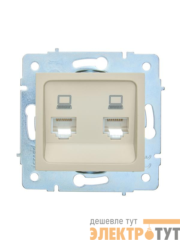 Розетка компьютерная 2-м СП ASTI IP20 RJ45 механизм крем. LEZARD 7081-0388-141