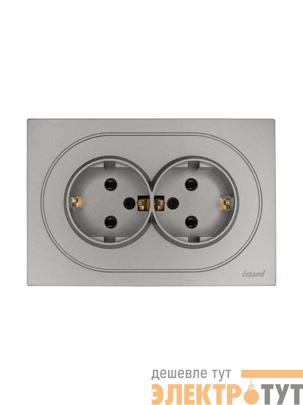 Розетка 2-м СП OSEN с заземл. ПБТ механизм сер. матов. LEZARD 743-7400-127B
