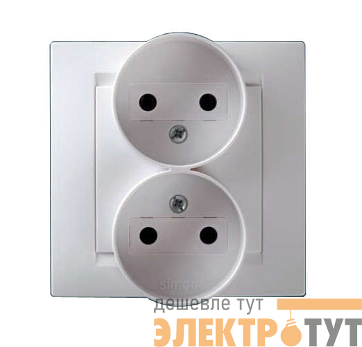 Розетка 2-м СП Simon15 16А IP20 250В без заземл. винт. клеммы бел. Simon 1590457-030