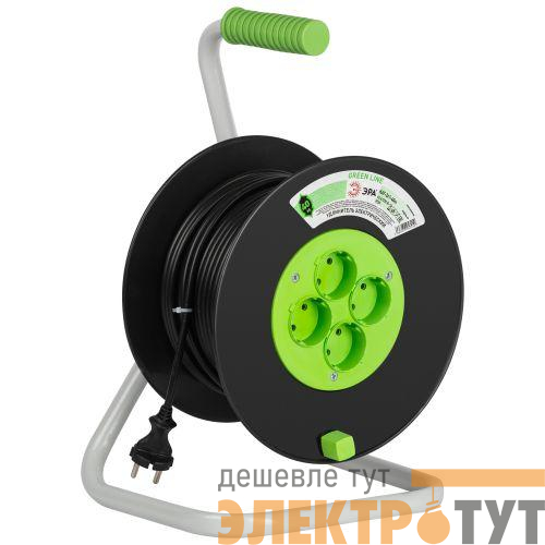 Удлинитель на пластик. катушке 4х40м без заземл. KAT-2x1-40m Greenline ПВС 2х1 Эра Б0065087