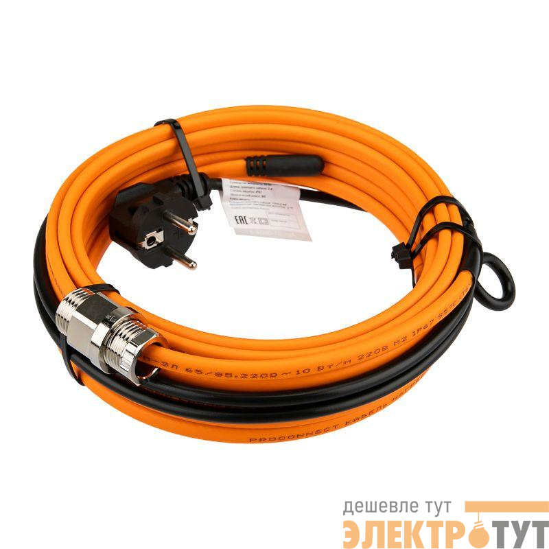 Кабель греющий саморег. 10 ККНС 2ЛПп-ЭЛ 65/85 в трубу 8м/80Вт PROconnect 51-0604-4
