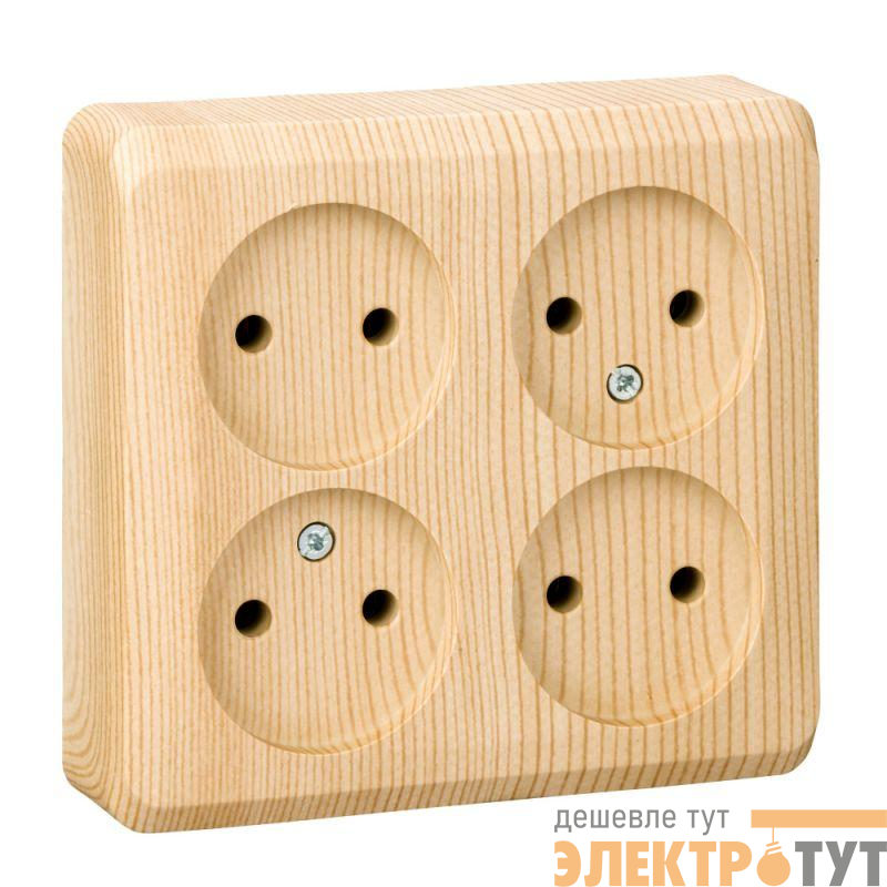 Розетка 4-м ОП Этюд 16А IP20 250В без заземл. без защ. шторок сосна SE PA16-205D
