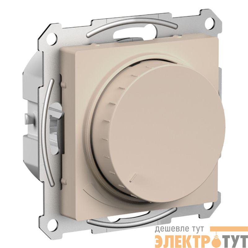 Светорегулятор поворотно-нажимной AtlasDesign (диммер) LED RC 400Вт мех. песочн. SE ATN001223