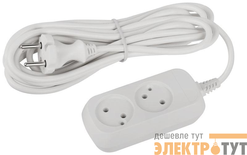 Удлинитель электрический UDL-10-250 Greenline 2 розетки без заземления 5м ПВС 2х0.75кв.мм Эра Б0065044