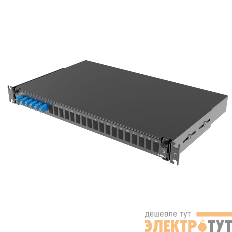 Полка оптическая выдвижн. 1U с адаптерами 6 х duplex LC OS2 в комплекте с лицевой панелью пигтейлами сплайс-кассет(ой/ами) и гильзами КДЗС DKC RNFP9DLCU6