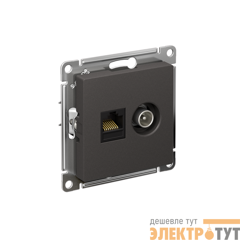 Розетка компьютерная + телевизионная 2-м СП AtlasDesign RJ45 кат.5E + TV механизм базальт SE ATN001489