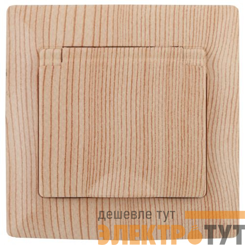 Розетка 1-м СП Solo 4-203-11 16А IP20 250В 2P+E Schuko с заземл. с крышкой сосна Intro Б0053665