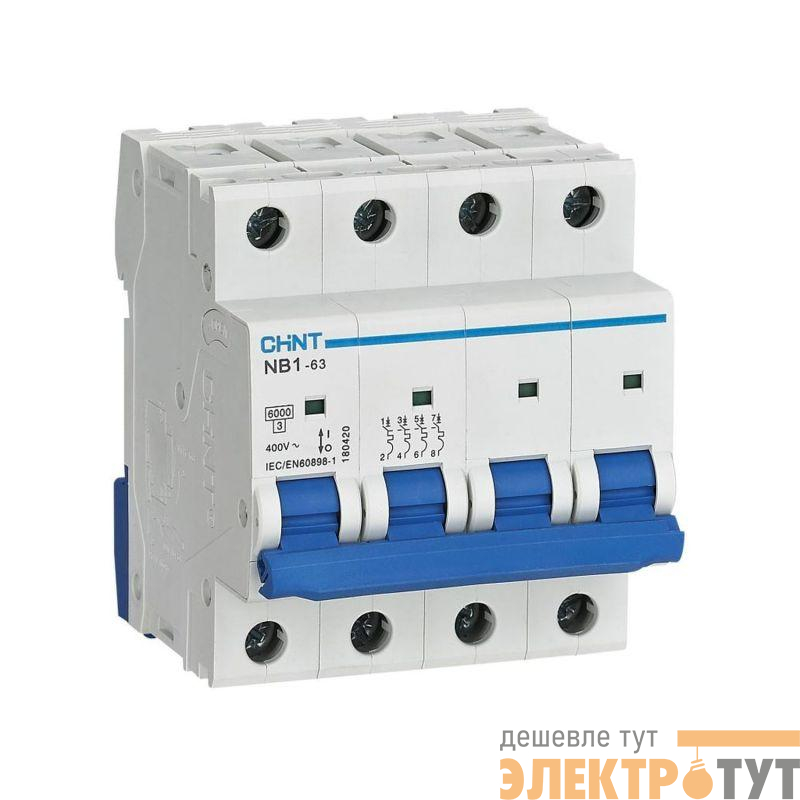 Выключатель автоматический модульный 4п C 50А 6кА NB1-63 (R) CHINT 179750
