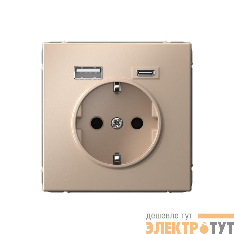 Розетка ArtGallery 16А с 2-мя заряд. устройствами USB A+C 5В/2.4А/3А 2х5В/1.5А механизм песочн. SE GAL001232