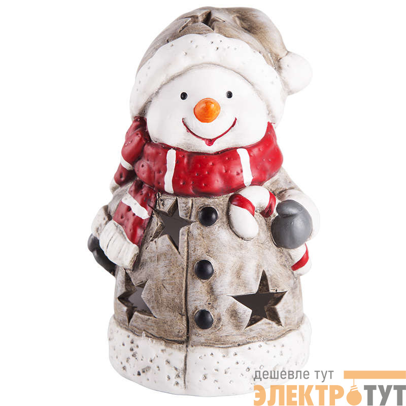 Фигура керамическая "Снеговичок в шарфе" 7.5х6.5х12см Neon-Night 505-015