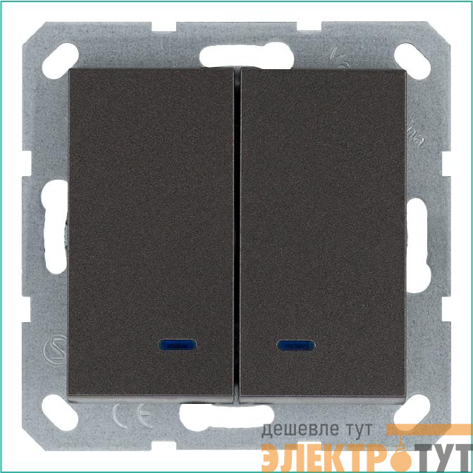 Выключатель 2-кл. 10А IP20 с подсветкой механизм мокко Jasmart G3023NZ