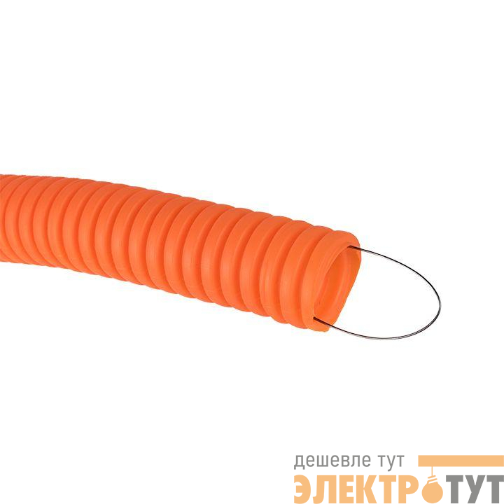 Труба гофрированная ПНД d25мм гибкая тяжелая с протяжкой оранж. (уп.50м) PROxima EKF tpnd-25-to