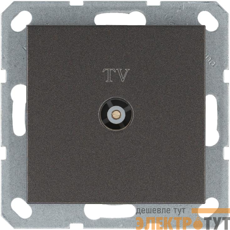 Розетка телевизионная проходная TV Ф9.5мм механизм мокко Jasmart G6002Z