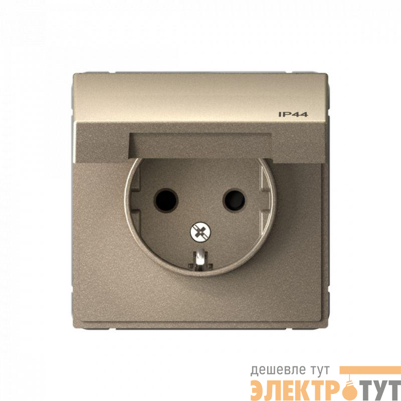 Розетка ArtGallery 16А IP44 с заземл. со шторками с крышкой механизм шампань SE GAL440546
