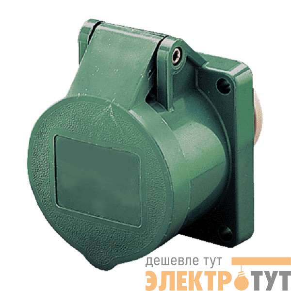 Розетка панельная 32А 3п 4ч 20-50В 100-200Гц IP44 прямая фланец 55х55мм винтовые клеммы зел. Mennekes 625
