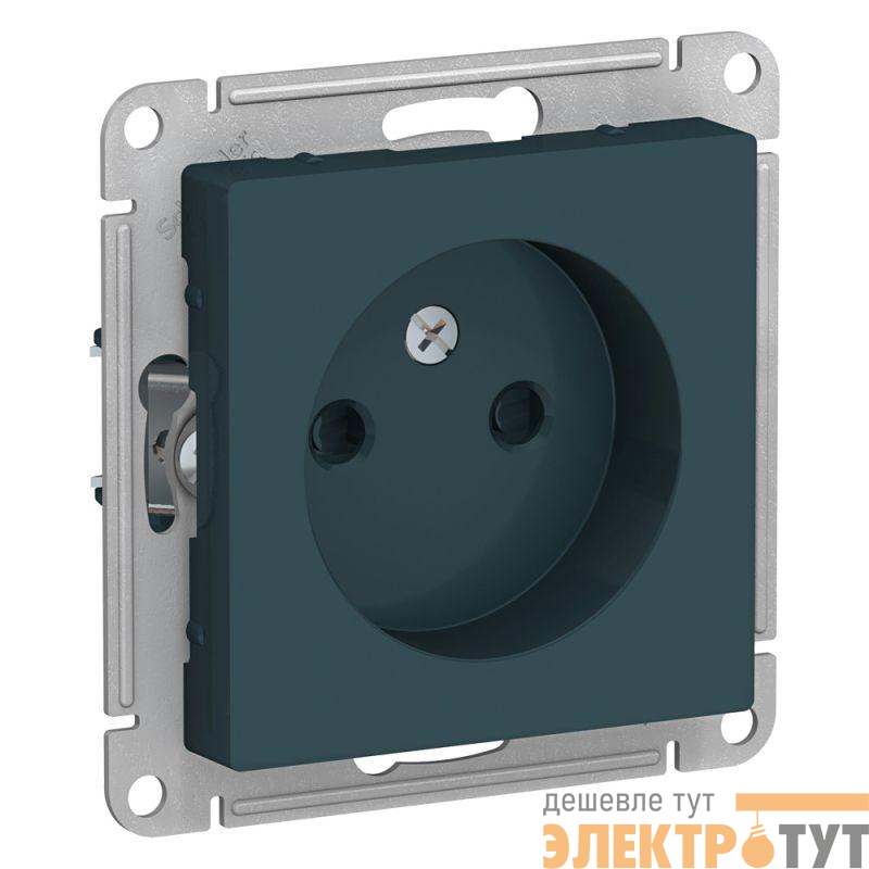 Механизм розетки 1-м СП AtlasDesign 16А IP20 без заземл. защ. шторки изумруд SchE ATN000849