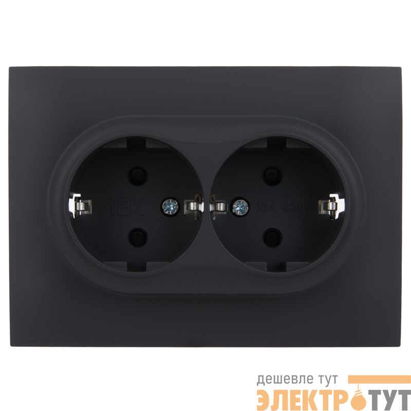 Розетка 2-м SKANDY 16А с заземл. защ. шторки в сборе SK-R07G графит IEK SK-R24-16-K53-F