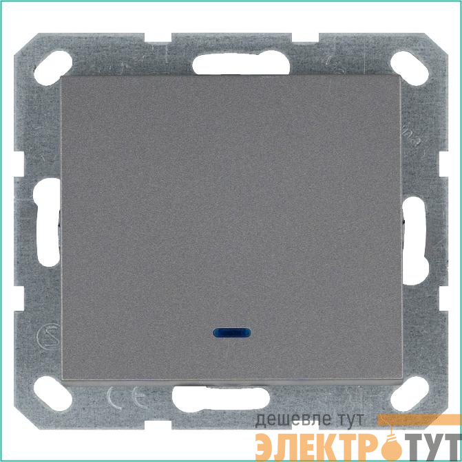 Выключатель 1-кл. 10А IP20 с подсветкой механизм алюм. Jasmart G3011NS