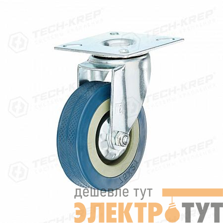 Колесо аппаратное поворотное п/п обод. резина сер. подшипник скольжения площадка d75 без тормоза Tech-Krep/Zitar 148488