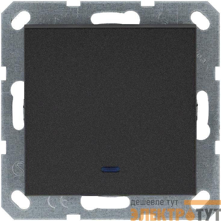 Переключатель проходной 1-кл. 10А IP20 с подсветкой механизм антрацит Jasmart G3012NB