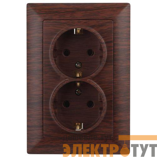 Розетка 2-м СП Solo 4-205-10 16А 250В IP20 2х2P+E Schuko с заземл. венге Intro Б0053679