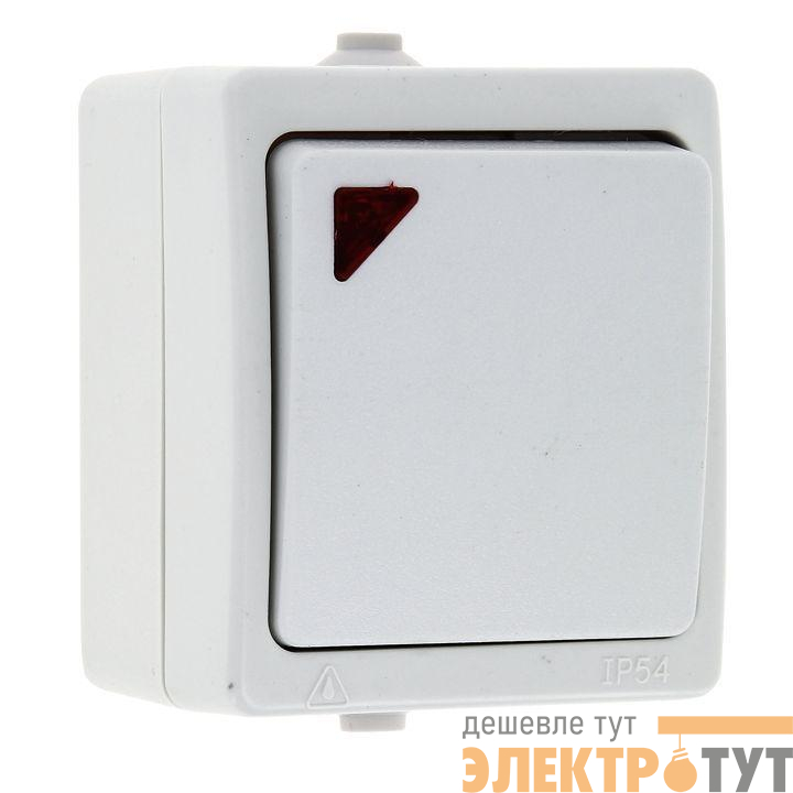 Выключатель 1-кл. ОП Венеция 10А IP54 с индикатором бел. EKF EVV10-121-10-54