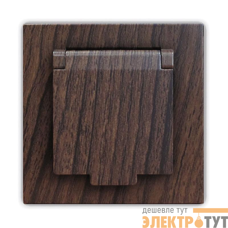 Розетка 1-м СП Афина 16А IP20 с заземл. с крышкой в сборе венге Universal A0029-V