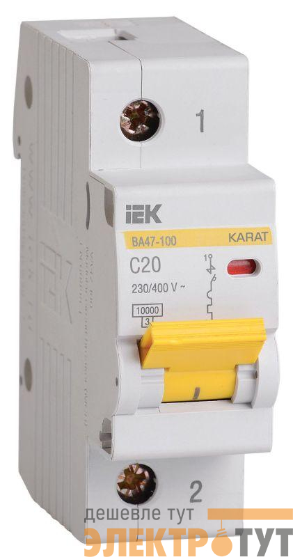 Выключатель автоматический модульный 1п C 20А 10кА ВА47-100 KARAT IEK MVA40-1-020-C