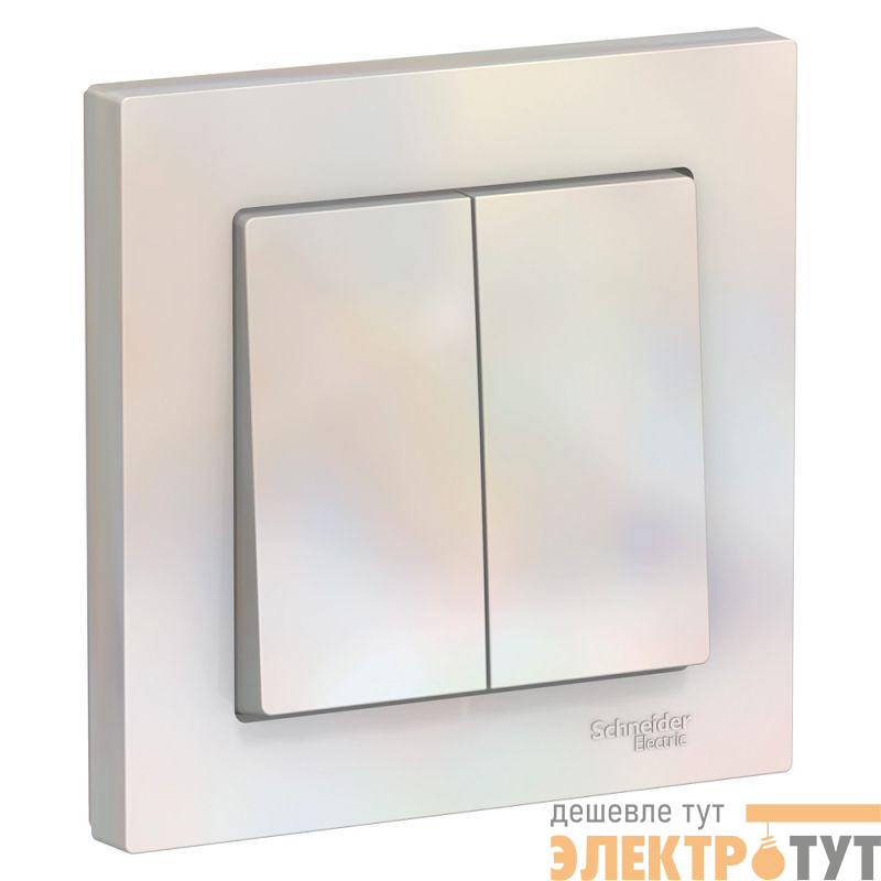 Выключатель 2-кл. СП AtlasDesign 10А IP20 (сх. 5) 10AX в сборе жемчуж. SchE ATN000452