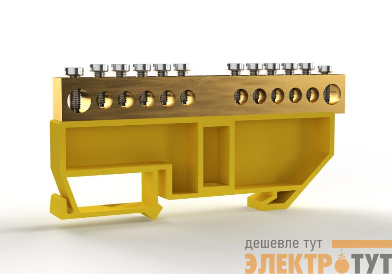Шина PE "земля" на DIN-изоляторе 8х12мм 12 отвер. латунь TOKOV ELECTRIC TKE-BCB-812-12-DIN/PE