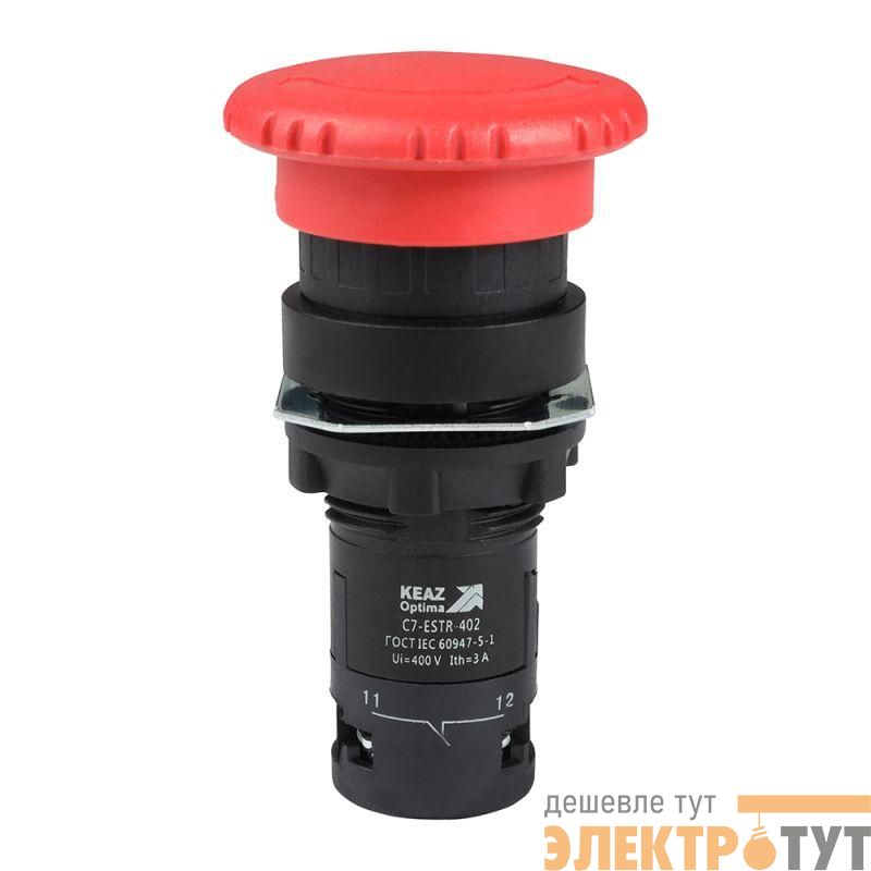 Кнопка аварийного останова OptiSignal Compact D22 С7-ESTR-402 красн. 2НЗ XB7ES544P КЭАЗ 362130
