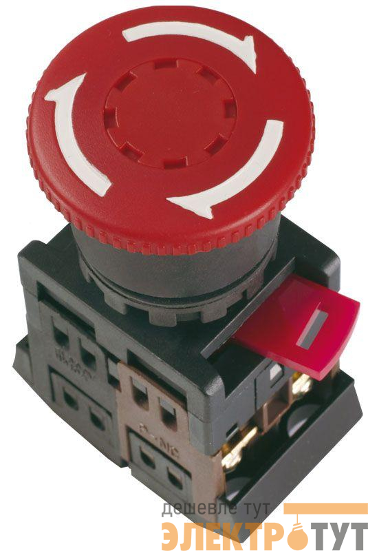 Кнопка "Грибок" AE-22 d22мм 1з+1р 240В с фиксацией красн. IEK BBG10-AE-K04