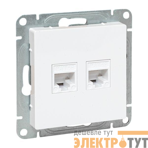 Розетка компьютерная 2-м СП Эпика RJ45 кат.5 механизм бел. EKF UP1-SOW-2RJ45-5