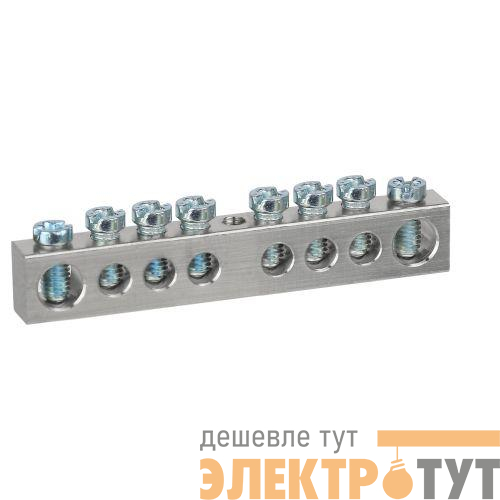 Шина PEN земля-ноль 6х9мм 8/1 никелированная с креплениями по центру NO-224-79 Эра Б0062870