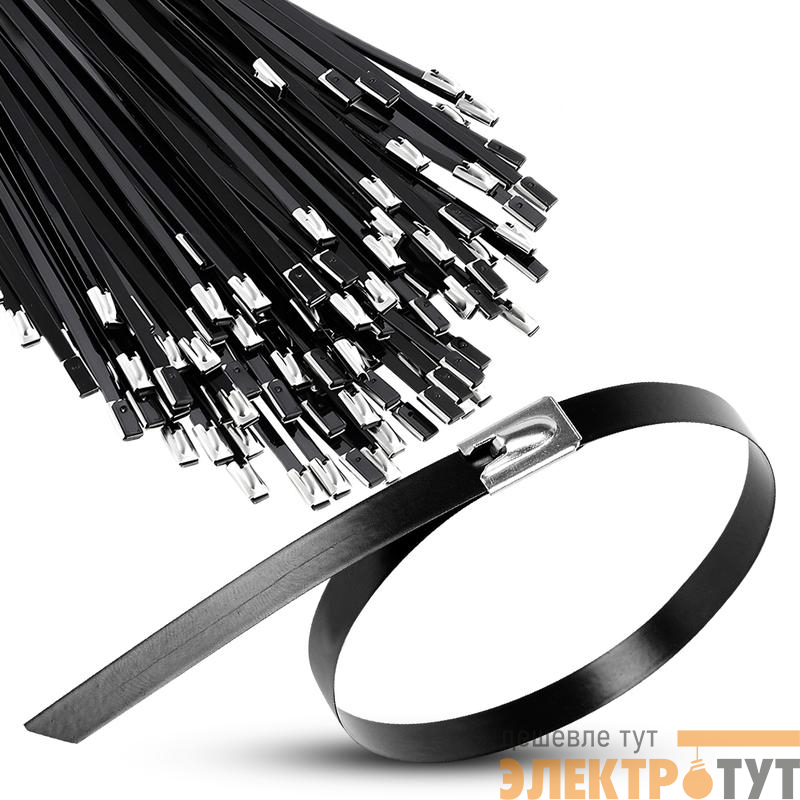 Хомут кабельный 7.9х500 сталь ANSI 316 с покрытием (уп.100шт) TOKOV ELECTRIC TKE-HM316-7.9-500-C/100