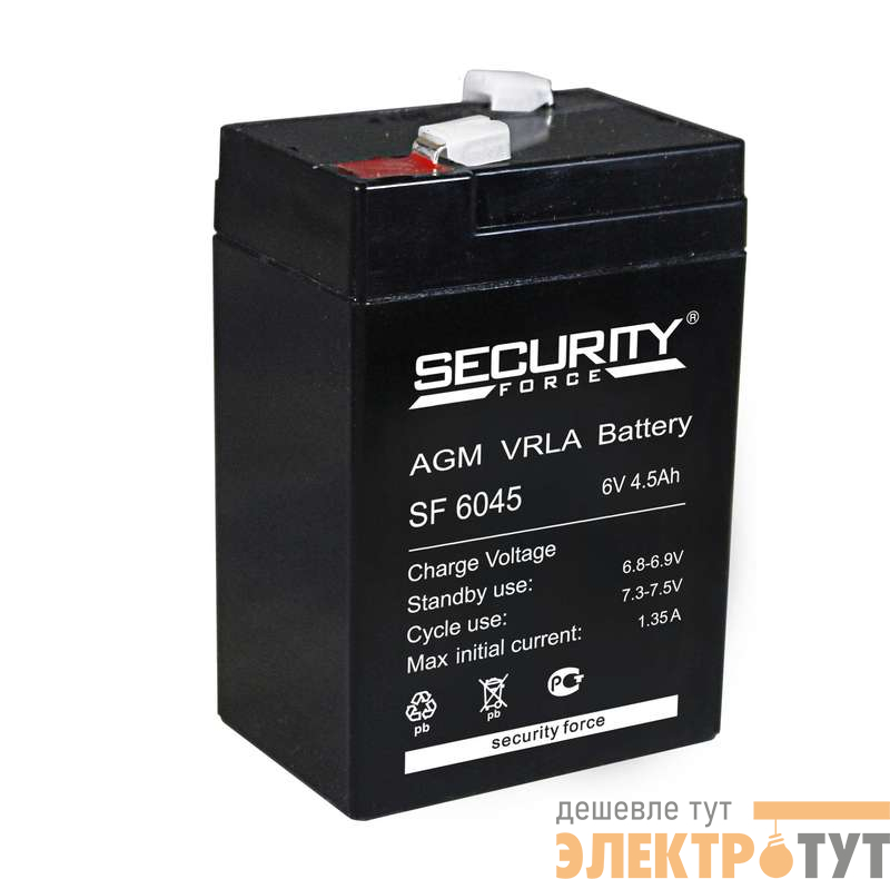 Аккумулятор ОПС 6В 4.5А.ч SF 6045 Security Force 4614030010013