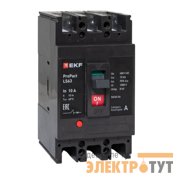 Выключатель автоматический 3п 10А 15кА LS63 ProPact EKF mccb-63-15-3-10-ls