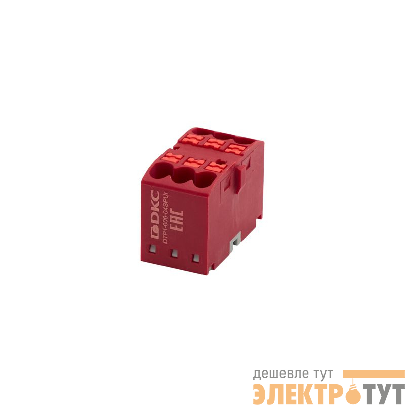 Блок распределительный зажим push-in 6 точек подключения 2.5кв.мм красн. DKC DTP1-006-04SPUR