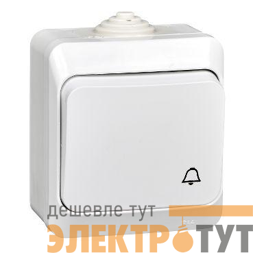 Выключатель кнопочный 1-кл. ОП Этюд 10А IP44 10AX с самовозвратом бел. SE KA10-041B