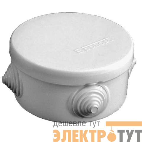 Коробка распределительная ОП d90х45мм IP54 4 выхода 4 гермоввода крышка защелкивающаяся сер. Epplast 140142