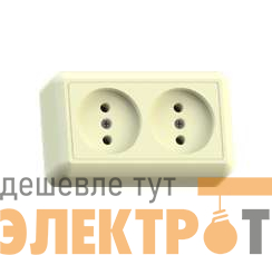 Розетка 2-м ОП Оптима РА10-373 10А IP20 без заземл. с монтаж. пластиной сл. кость Кунцево 8037
