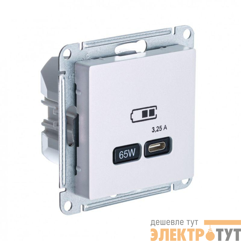 Розетка USB AtlasDesign тип C 65Вт QC PD высокоскор. ЗУ механизм жемчуж. SE ATN000427