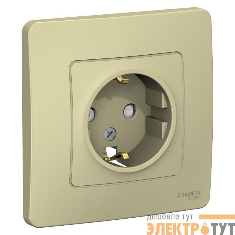 Розетка 1-м СП Blanca 16А IP20 250В с заземл. защ. шторки беж. SE BLNRS001117